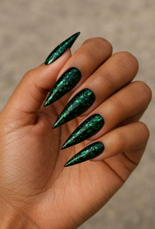 black and green nails