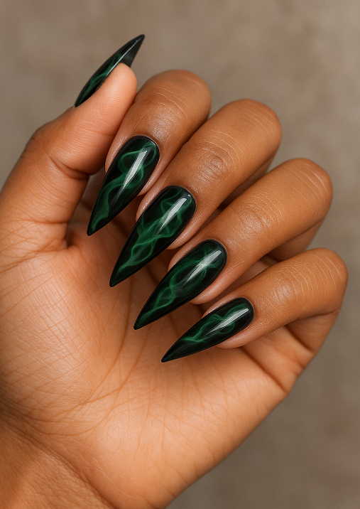 black and green nails