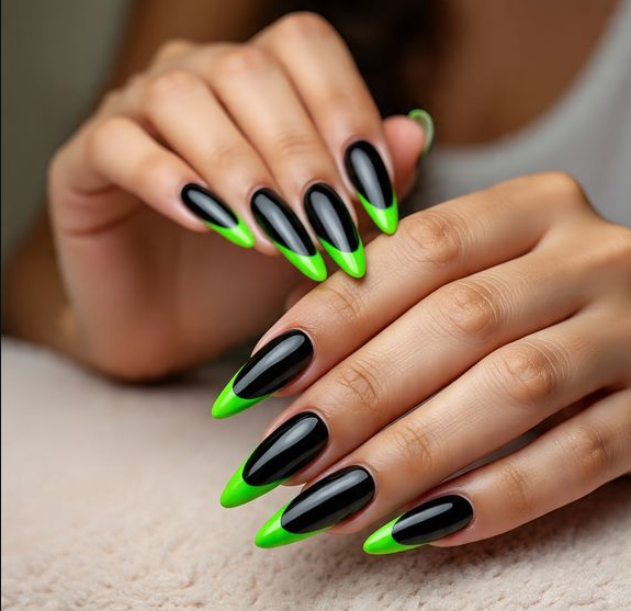 black and green nails