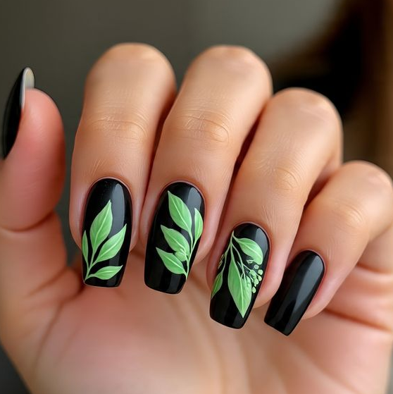 black and green nails