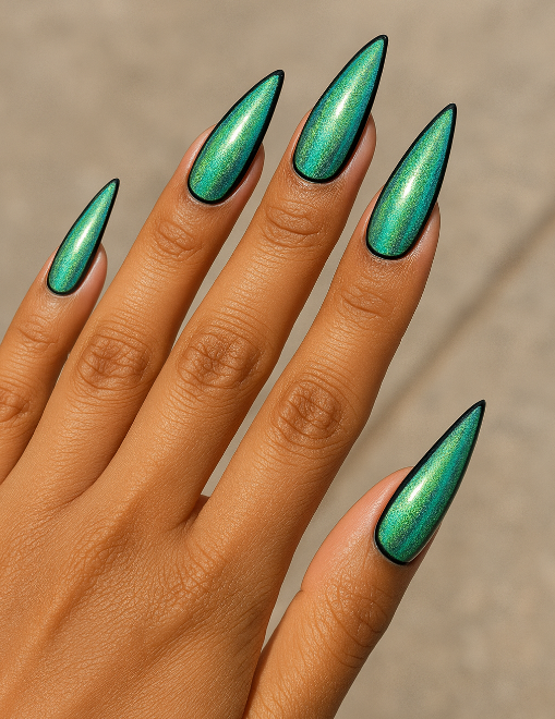 black and green nails