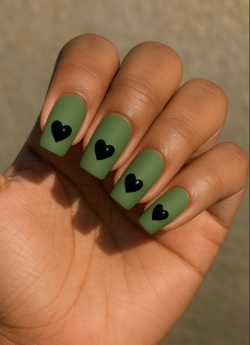 black and green nails