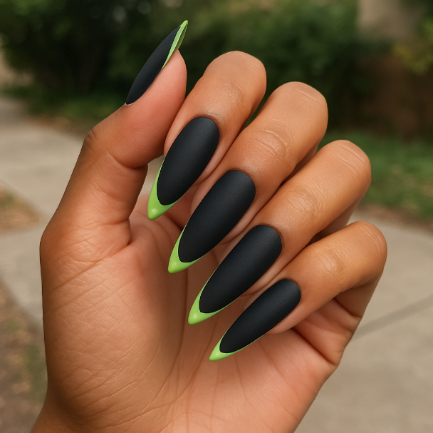 black and green nails