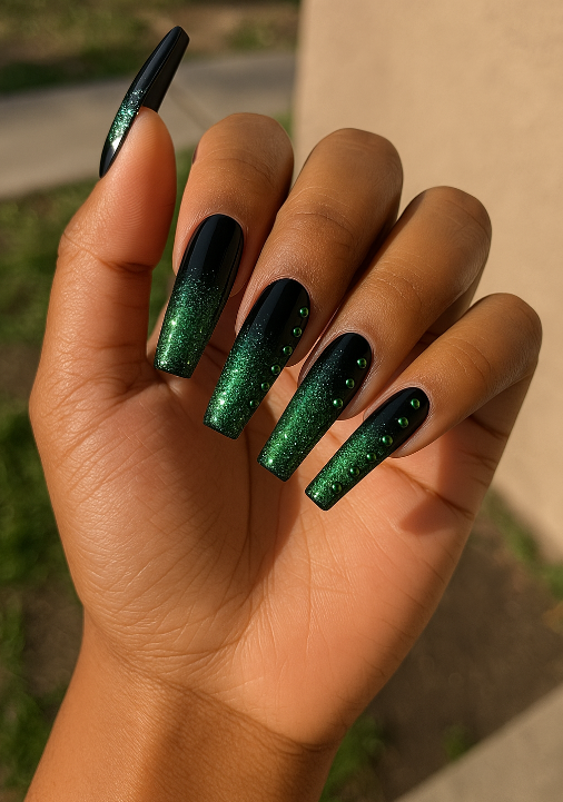 black and green nails