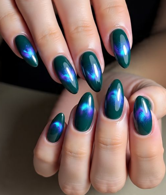 galaxy cat eye nails