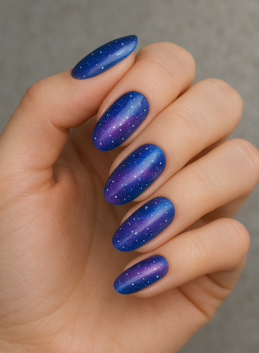 galaxy cat eye nails