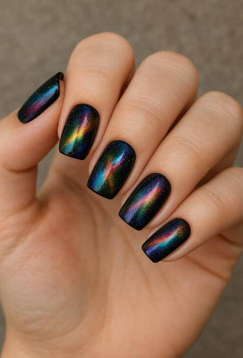 galaxy cat eye nails