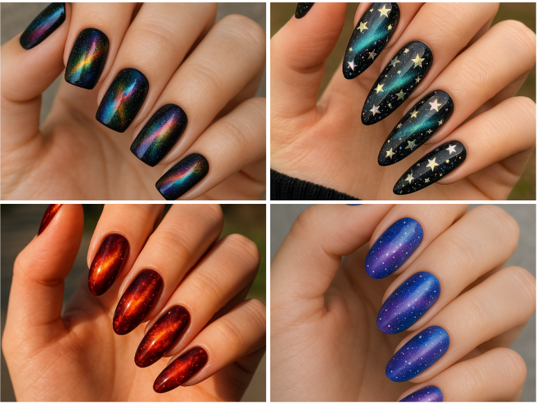 galaxy cat eye nails: 15 ideas you’ll love to try today