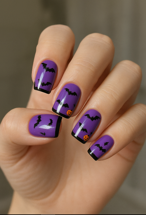 purple and black halloween nails