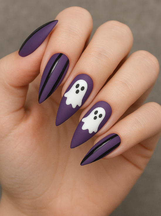 purple and black halloween nails