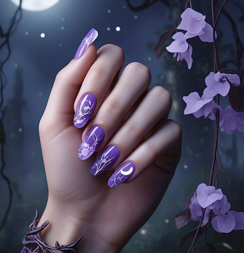 purple halloween nails