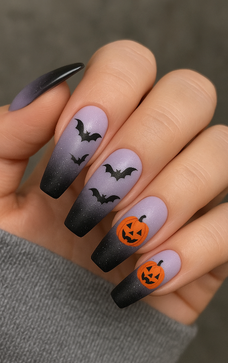 purple and black halloween nails