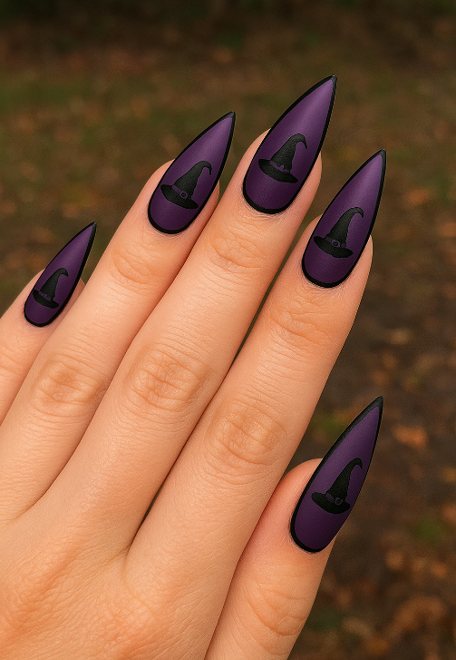 purple and black halloween nails