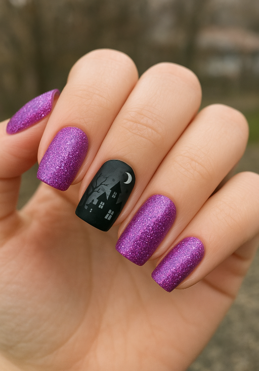 purple and black halloween nails