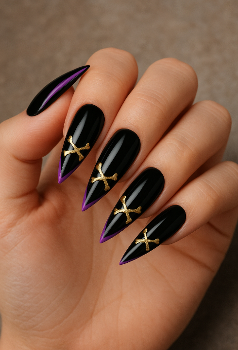 purple and black halloween nails