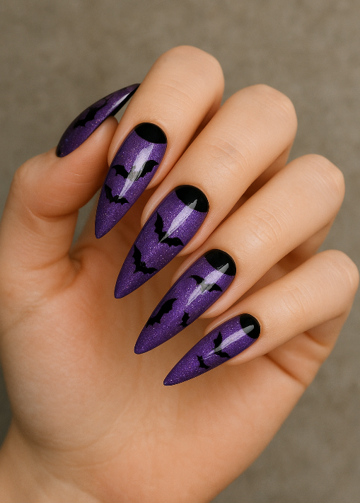 purple and black halloween nails
