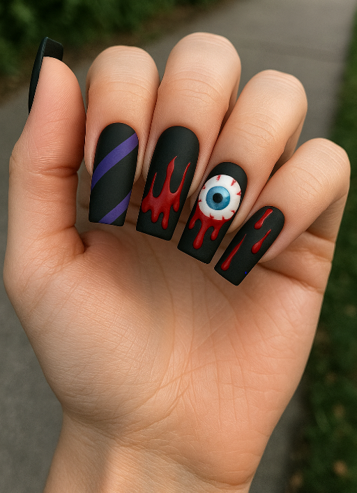 purple and black halloween nails