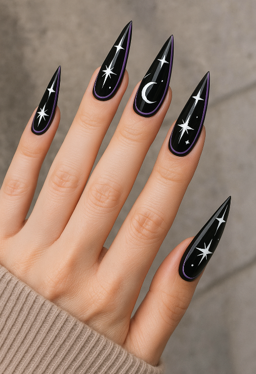 purple and black halloween nails