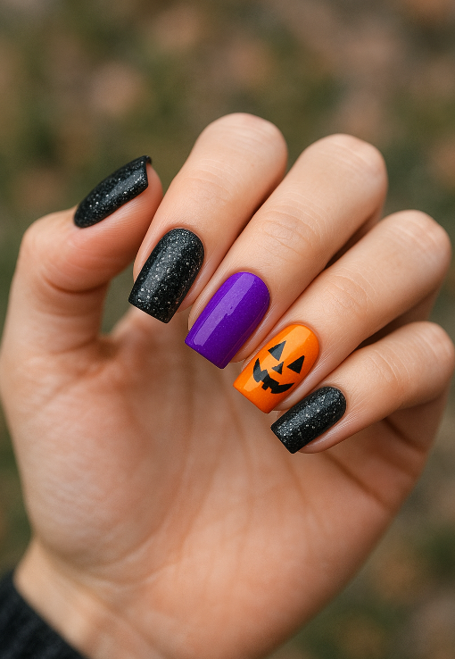purple and black halloween nails
