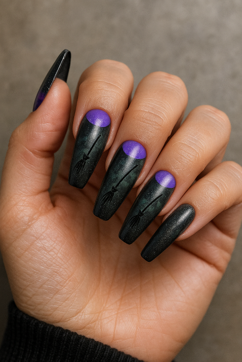 purple and black halloween nails