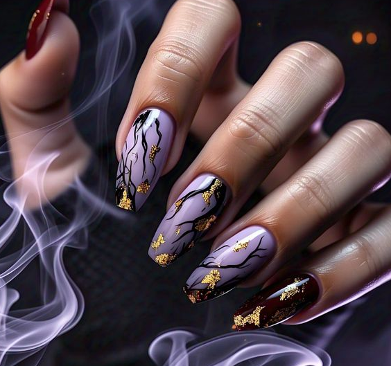 purple halloween nails