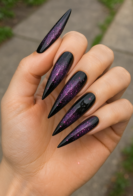 purple and black halloween nails
