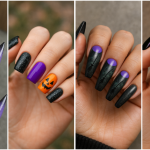 purple and black halloween nails