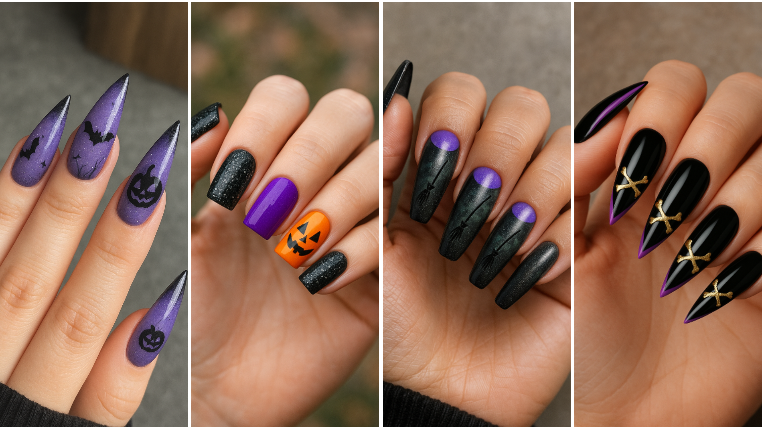 purple and black halloween nails