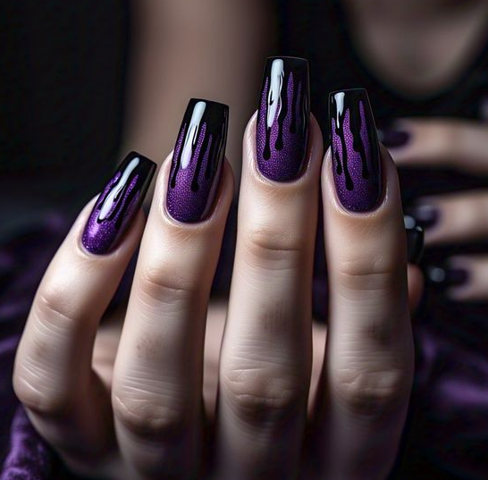 purple halloween nails