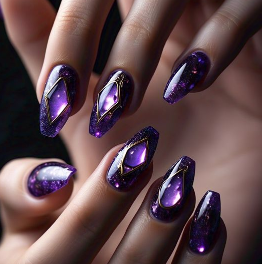 purple halloween nails