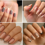 black and nude nail designs