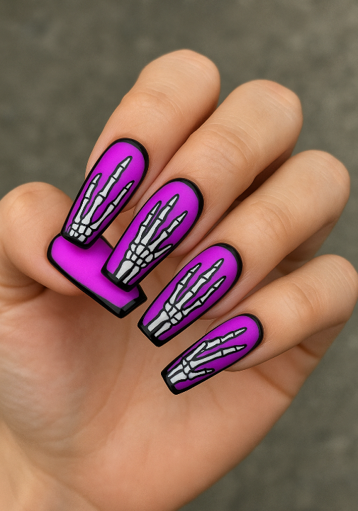 purple and black halloween nails