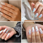 white marble nails