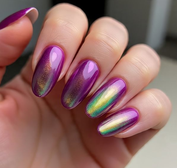 galaxy cat eye nails