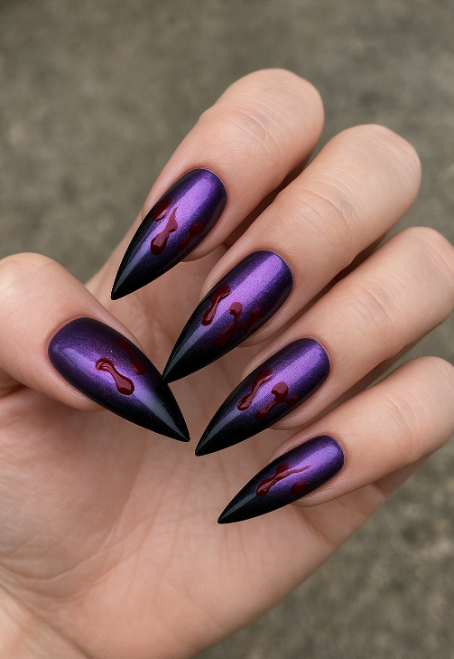 purple and black halloween nails