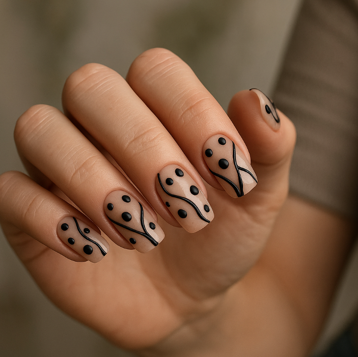 black and nude nail designs
