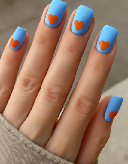 blue and orange nails