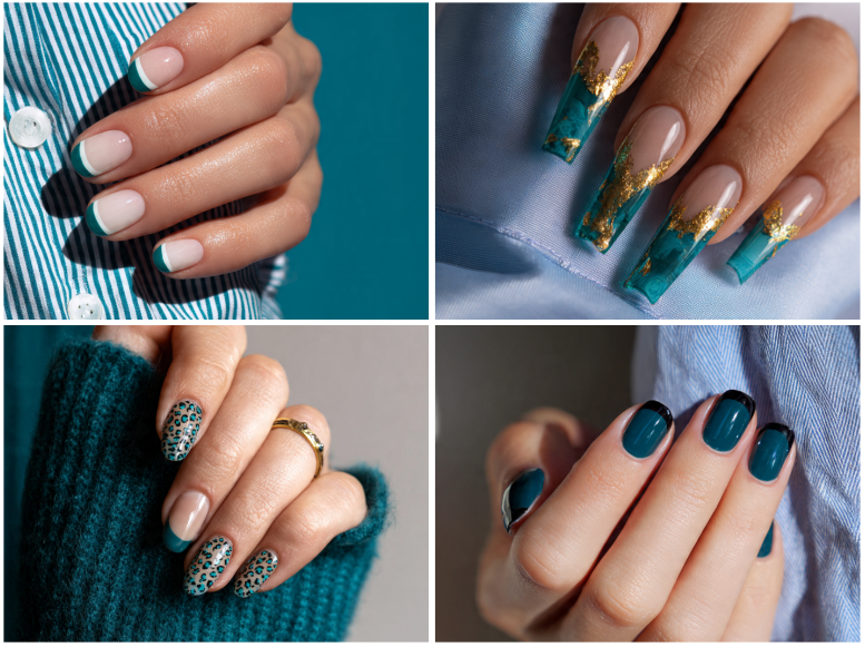 dive into style your ultimate guide to teal french tip nails