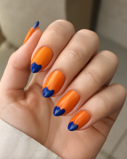 blue and orange nails