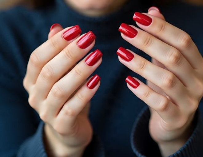 red chrome nails