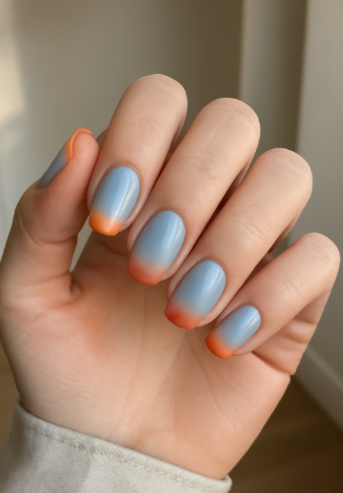 blue and orange nails