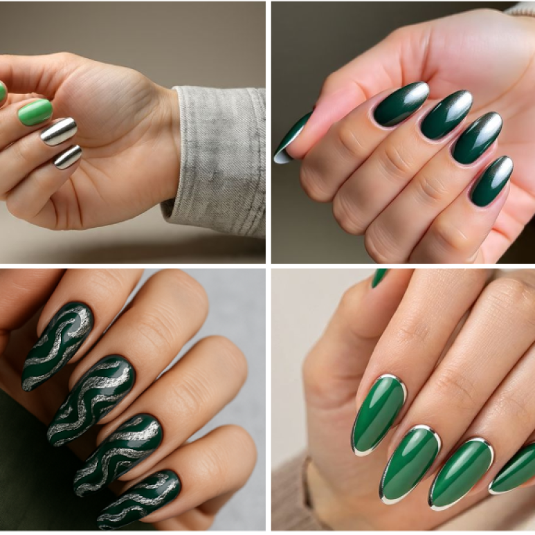 sachin and babi light blue dress Best Emerald Green Press-On Nails to Elevate Your Style