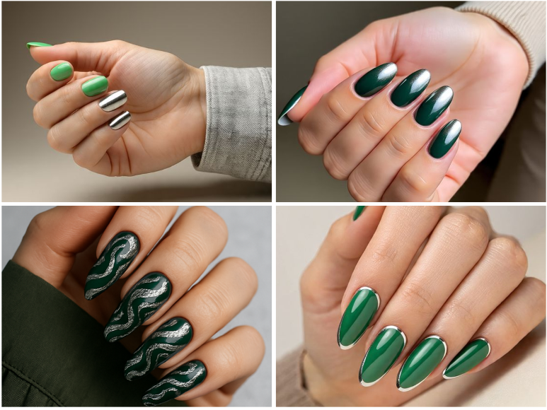 trend alert 20 green and silver nails for bold fashionistas