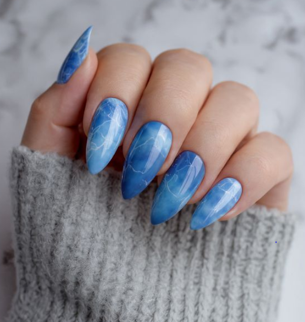 blue marble nails