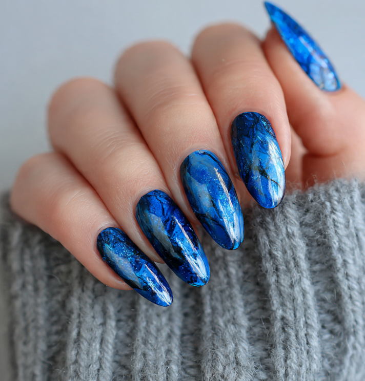 blue marble nails