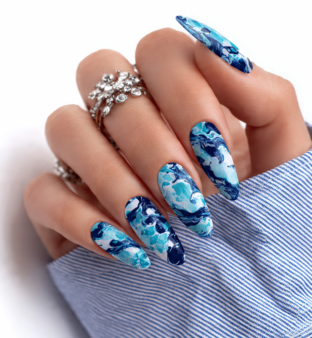 blue marble nails
