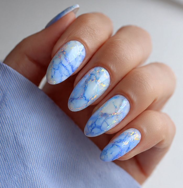 blue marble nails