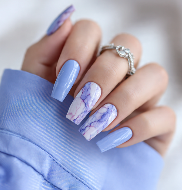 blue marble nails