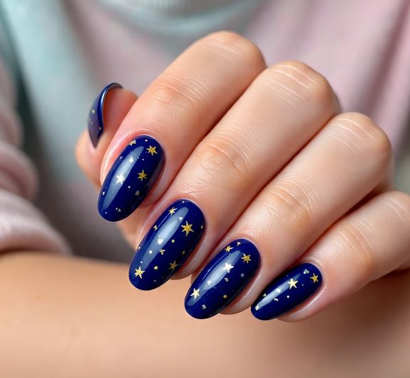 blue christmas nails