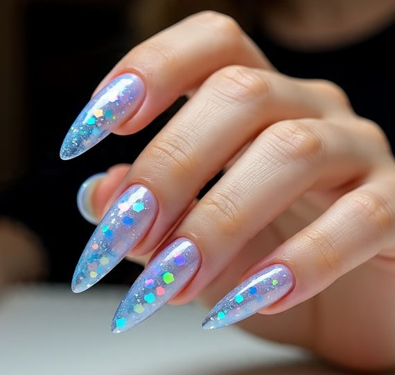 blue christmas nails